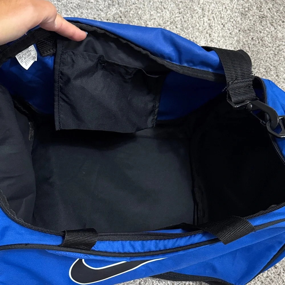 Nike Royal Blue and Black Sports Duffel with White Swoosh
